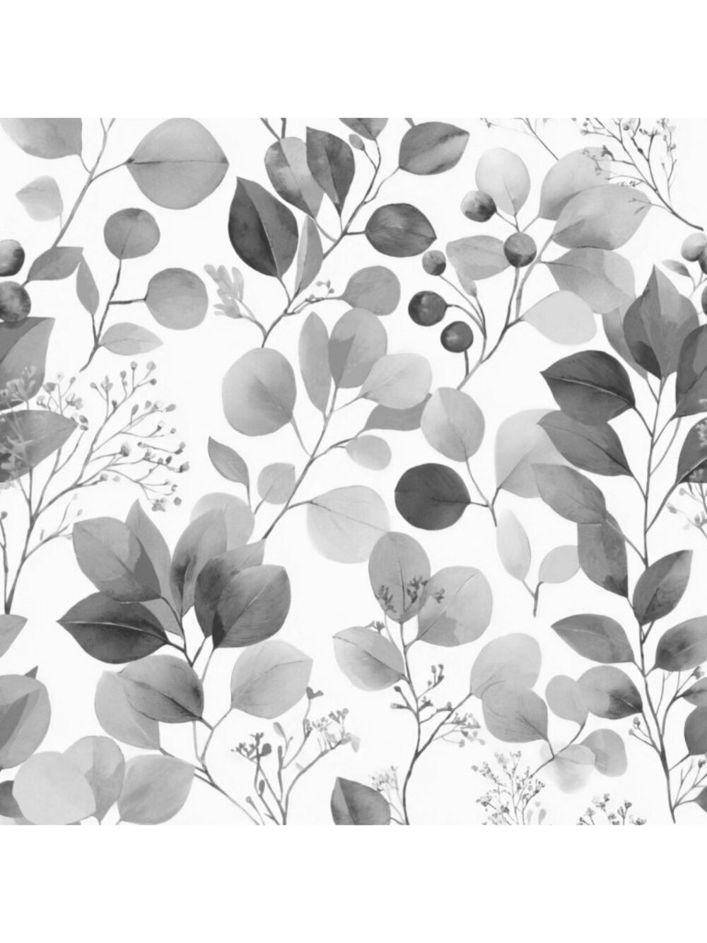 Boho Leaf Peel and Stick Wallpaper - Removable Black/Gray/White Decor 17.3"x197